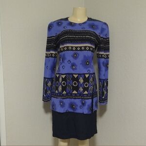 Multicolored K C Spencer 8 Long Sleeve Vintage Dress -- Final Price